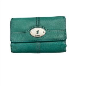 Fossil Turquoise Tri-fold Leather Wallet